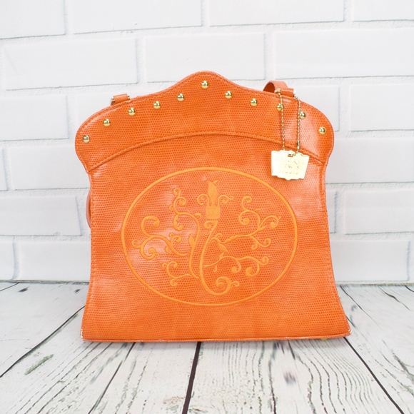 Deborah Lewis Studio Orange Handbag Purse Bag - Picture 5 of 8